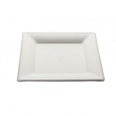 PIATTI PIANI BIOCOMPOSTABILI IN POLPA DI CELLULOSA QUADRO 26x26