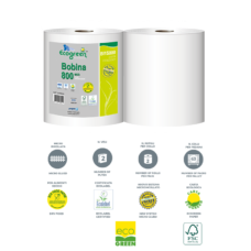 BOBINE CARTA ECOGREEN 800 STRAPPI ECOLABEL x 2 ROTOLI